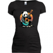 Подовжена футболка Панда з гітарою