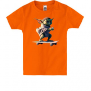 Детская футболка Бейби Йода на скейте
