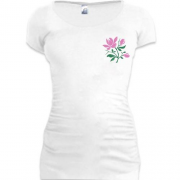 Подовжена футболка з вишитою квіткою Міні