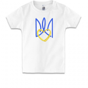Дитяча футболка з вишитим стилізованим тризубом із серцем