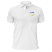 Чоловіча футболка-поло жовто-синє серце з голубами Міні