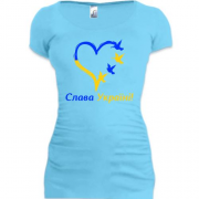 Подовжена футболка із серцем Слава Україні!
