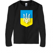 Детская футболка с длинным рукавом с Тризубом на фоне украиского