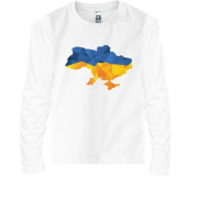 Детская футболка с длинным рукавом с полигональной картой Украин