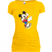 Женская удлиненная футболка Мики на скейте