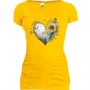 Подовжена футболка Серце соняшник