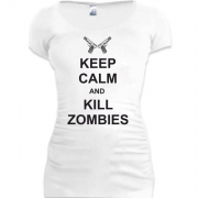 Женская удлиненная футболка Keep Calm and kill zombies