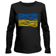 Жіночий лонгслів Прапор України у вигляді хвиль