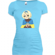 Подовжена футболка Дівчина із символікою України
