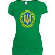 Подовжена футболка Герб України з візерунком