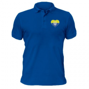 Чоловіча футболка-поло Тризуб на жовто-синьому серці