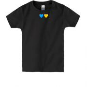 Детская футболка желто-синие сердечки (мини принт)