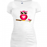 Женская удлиненная футболка Сова - сердце