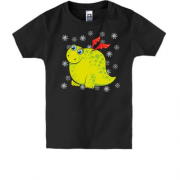 Детская футболка Толстый дракоша со снежинками