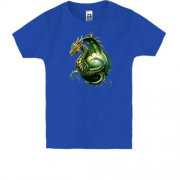 Детская футболка Зеленый дракон на елочной игрушке