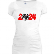 Подовжена футболка з написом 2024 - рік дракона