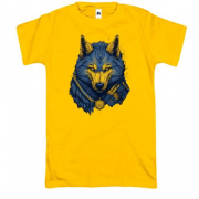 Футболка з жовто-синім міфічним вовком