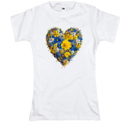 Футболка Сердце из желто-синих цветов (3)