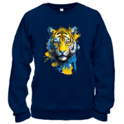 Свитшот с тигром в желто-синих красках
