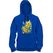 Толстовка Жовто-синій квітковий арт з метеликом