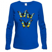 Лонгслив с желто-синими бабочками (3)