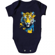Дитячий боді з тигром у жовто-синіх фарбах