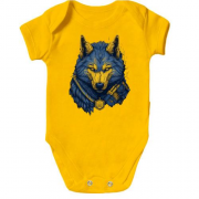 Дитячий боді з жовто-синім міфічним вовком