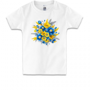 Дитяча футболка з жовто-синім букетом квітів