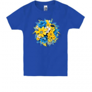 Дитяча футболка з жовто-синім букетом квітів (2)