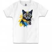 Дитяча футболка Кіт у жовто-синіх фарбах