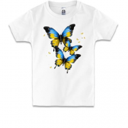 Детская футболка с желто-синими бабочками