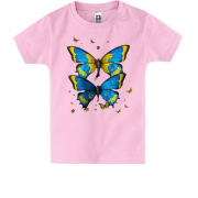 Детская футболка с желто-синими бабочками (2)