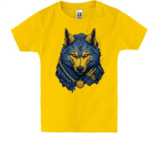 Детская футболка с желто-синим мифическим волком