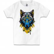 Детская футболка Волк с желто-синим артом