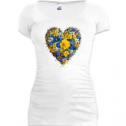 Подовжена футболка Серце із жовто-синіх квітів (3)