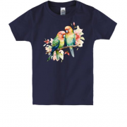 Детская футболка с парой попугаев