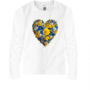 Дитячий лонгслів Серце із жовто-синіх квітів (3)