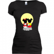 Женская удлиненная футболка Mickey и Miney Mouse