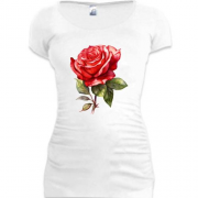Подовжена футболка з намальованою трояндою