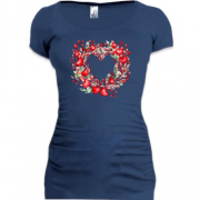 Подовжена футболка Серце квітковий вінок (3)