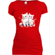 Подовжена футболка із закоханими кішечками (2)