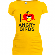 Женская удлиненная футболка I love Angry Birds