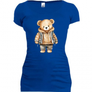 Подовжена футболка Ведмедик Тедді в куртці