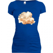Подовжена футболка Бежева акварельна хмара