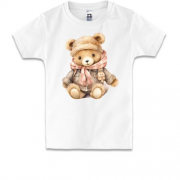 Дитяча футболка з плюшевим ведмедиком у шарфі