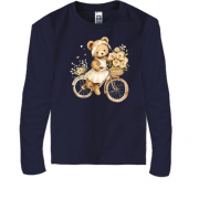 Дитячий лонгслів Плюшевий ведмедик на велосипеді (2)