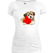 Подовжена футболка з Ши Тцу з подушкою-серцем