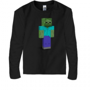 Детская футболка с длинным рукавом Minecraft Зомби