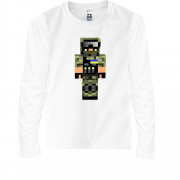 Детская футболка с длинным рукавом Воин ВСУ в стиле Minecraft