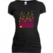 Женская удлиненная футболка Dubstep love (рисунок)